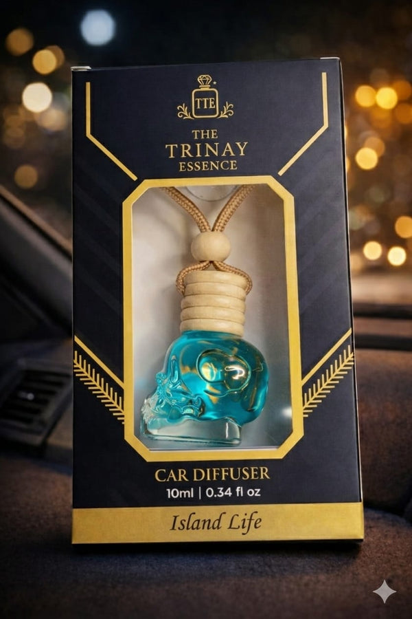 THE TRINAY ESSENCE Island Life Car Perfume with Essential Oils | Hanging Car Diffuser | Long Lasting Car Air Freshener | Premium Fragrance Oil | 10ml